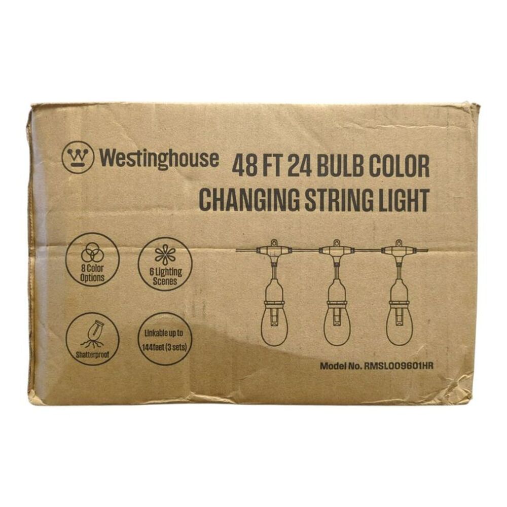 Westinghouse 24 Bulb Color Changing String Light 48 Foot, Black